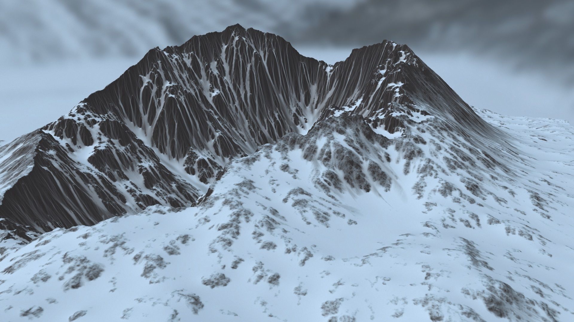 Snow Mountain Low-poly 3D model_10