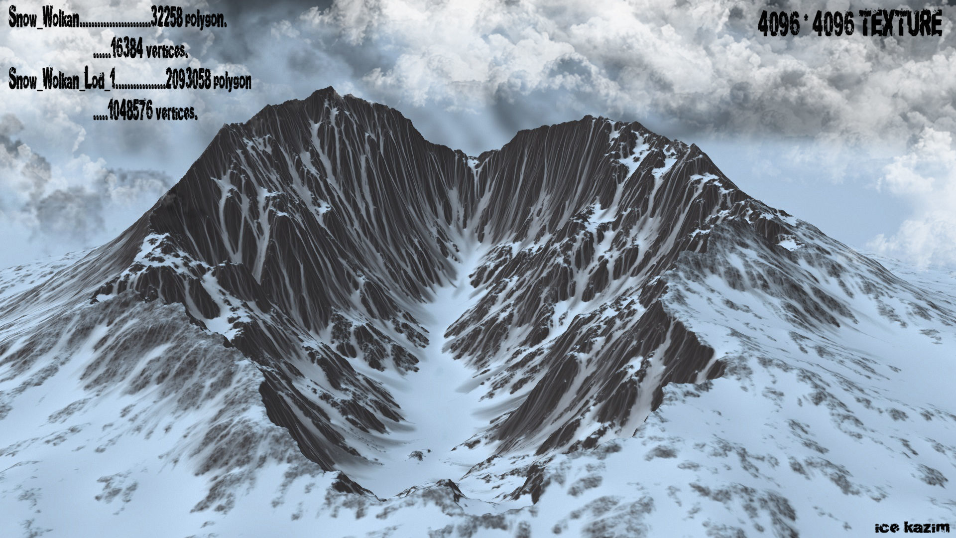 Snow Mountain Low-poly 3D model_1