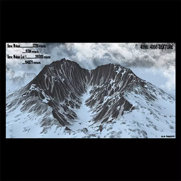 Snow Mountain Low-poly 3D model_0
