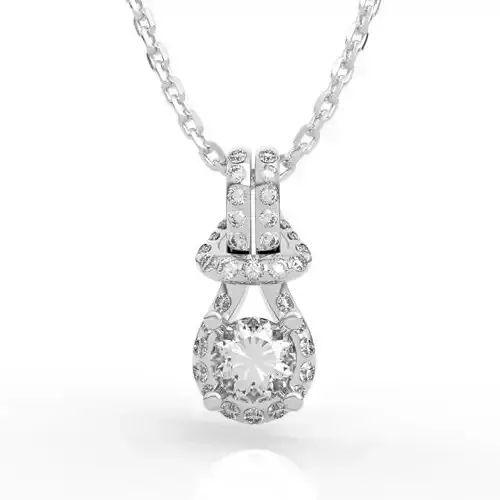 Halo Diamond Drop Pendant 