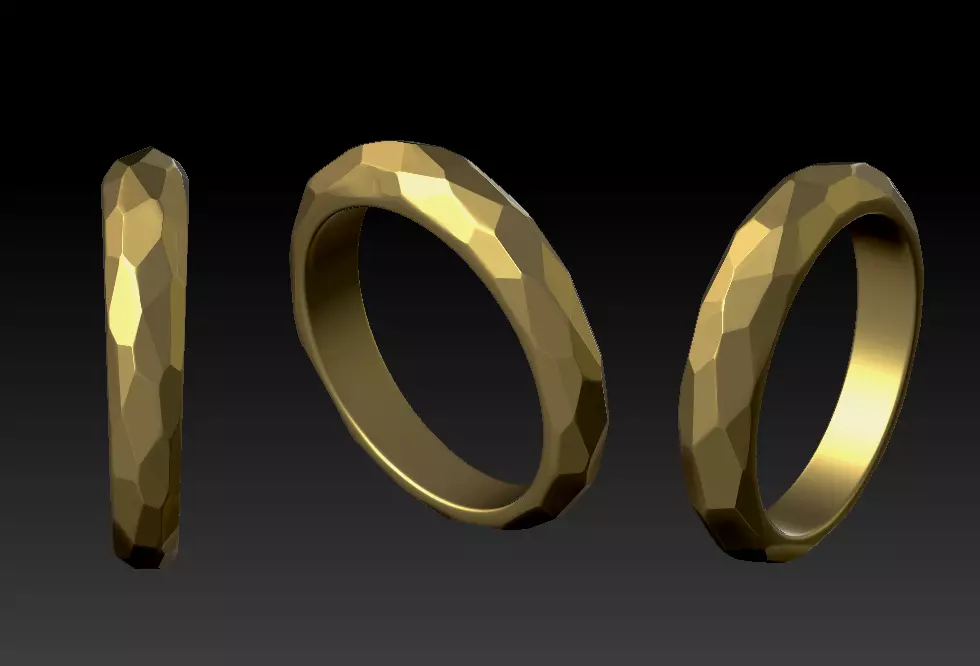 Faceted Hammered Band Ring 3D Mode 3D print model
