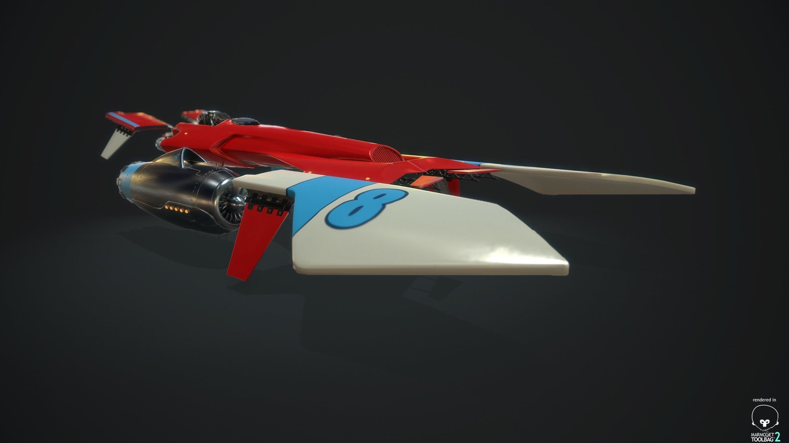 MsRacer Low Poly PBR plane Low-poly 3D model_2