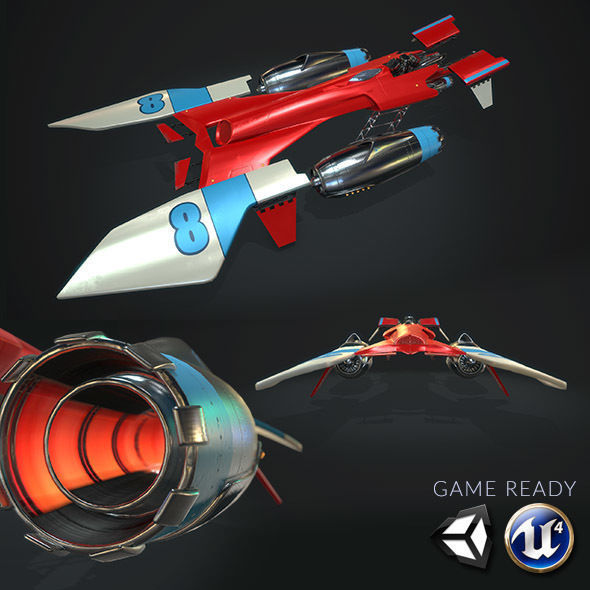 MsRacer Low Poly PBR plane Low-poly 3D model_1