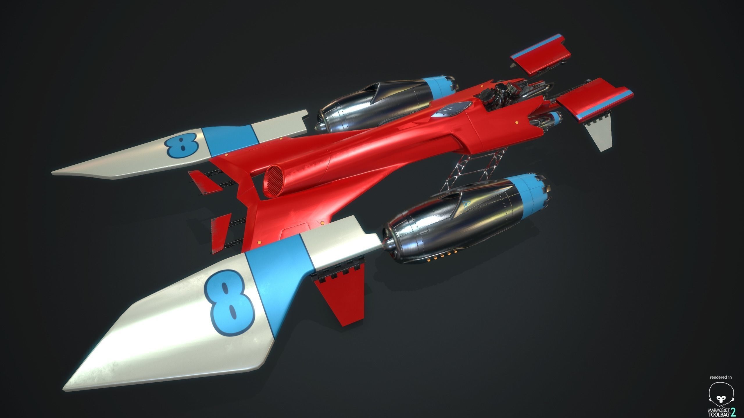 MsRacer Low Poly PBR plane Low-poly 3D model_0