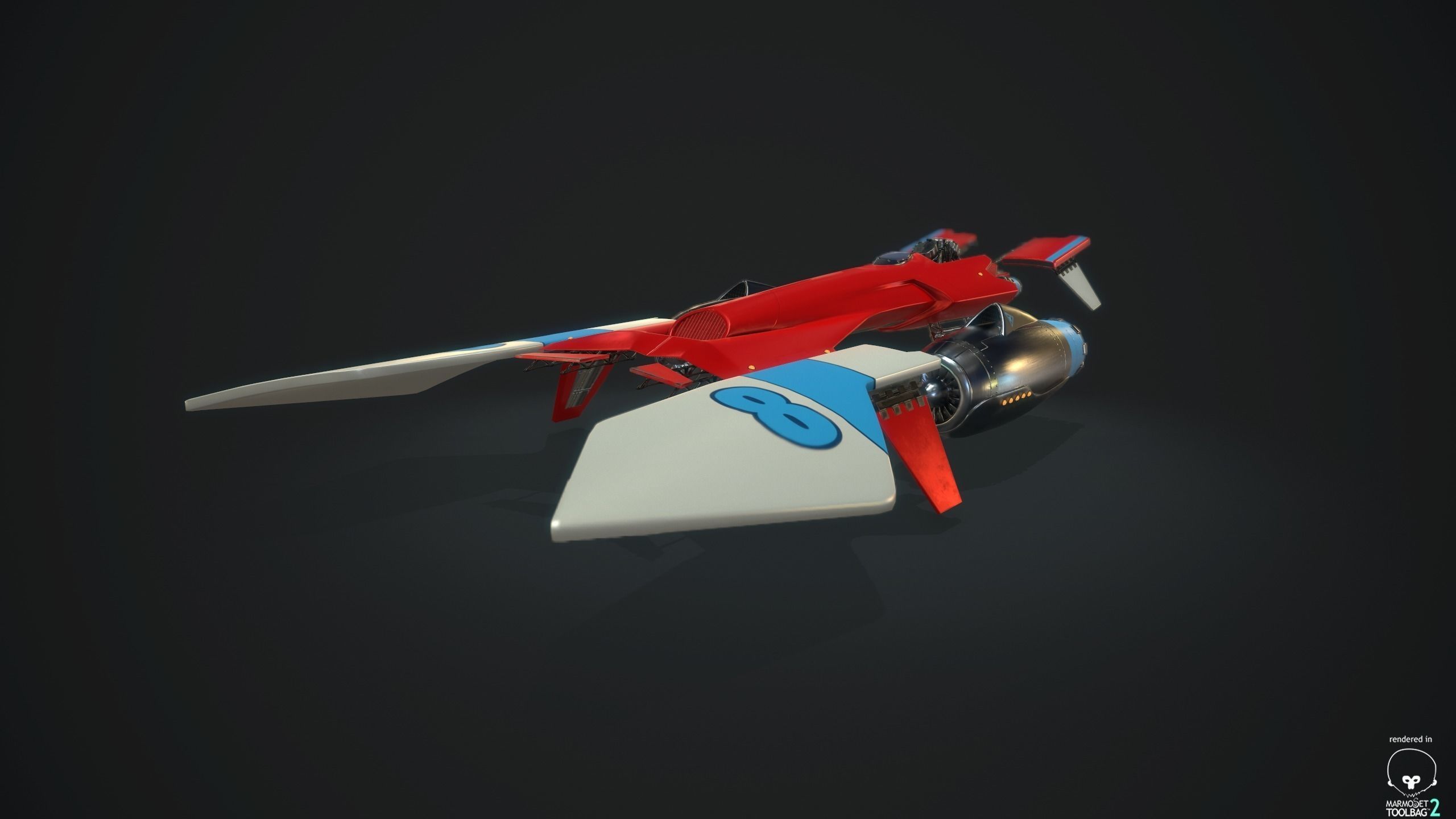 MsRacer Low Poly PBR plane Low-poly 3D model_6