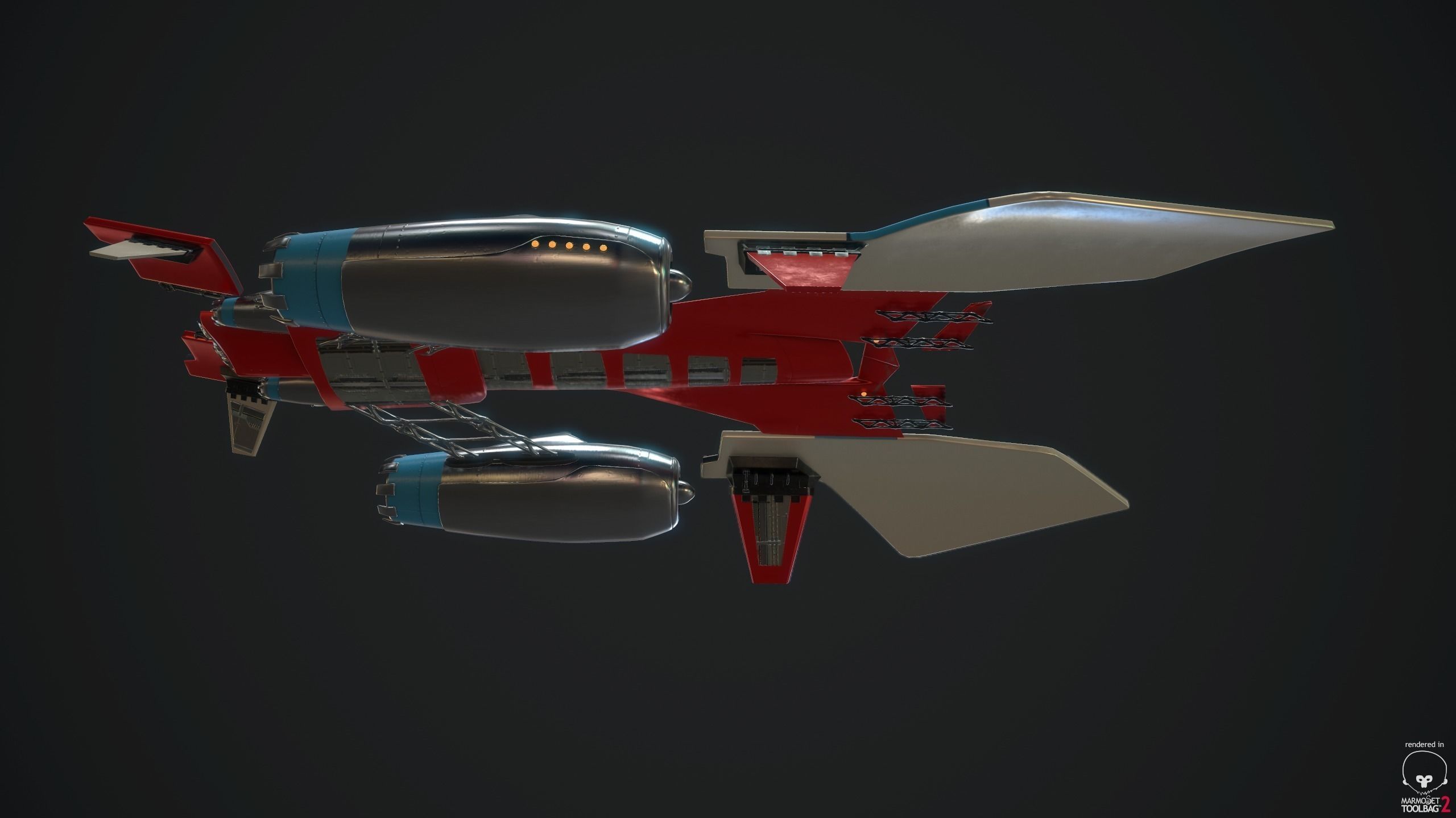 MsRacer Low Poly PBR plane Low-poly 3D model_19