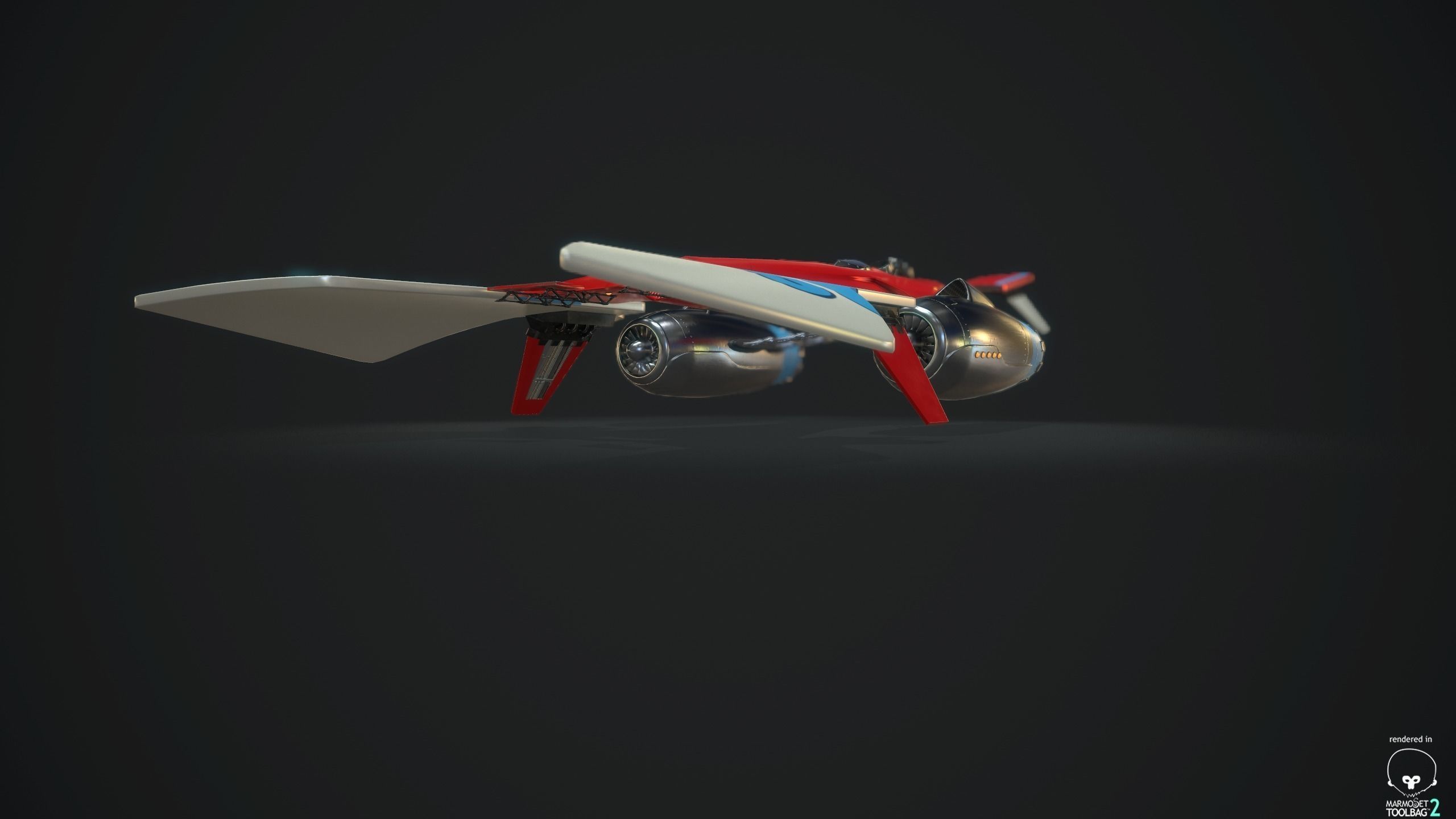 MsRacer Low Poly PBR plane Low-poly 3D model_3