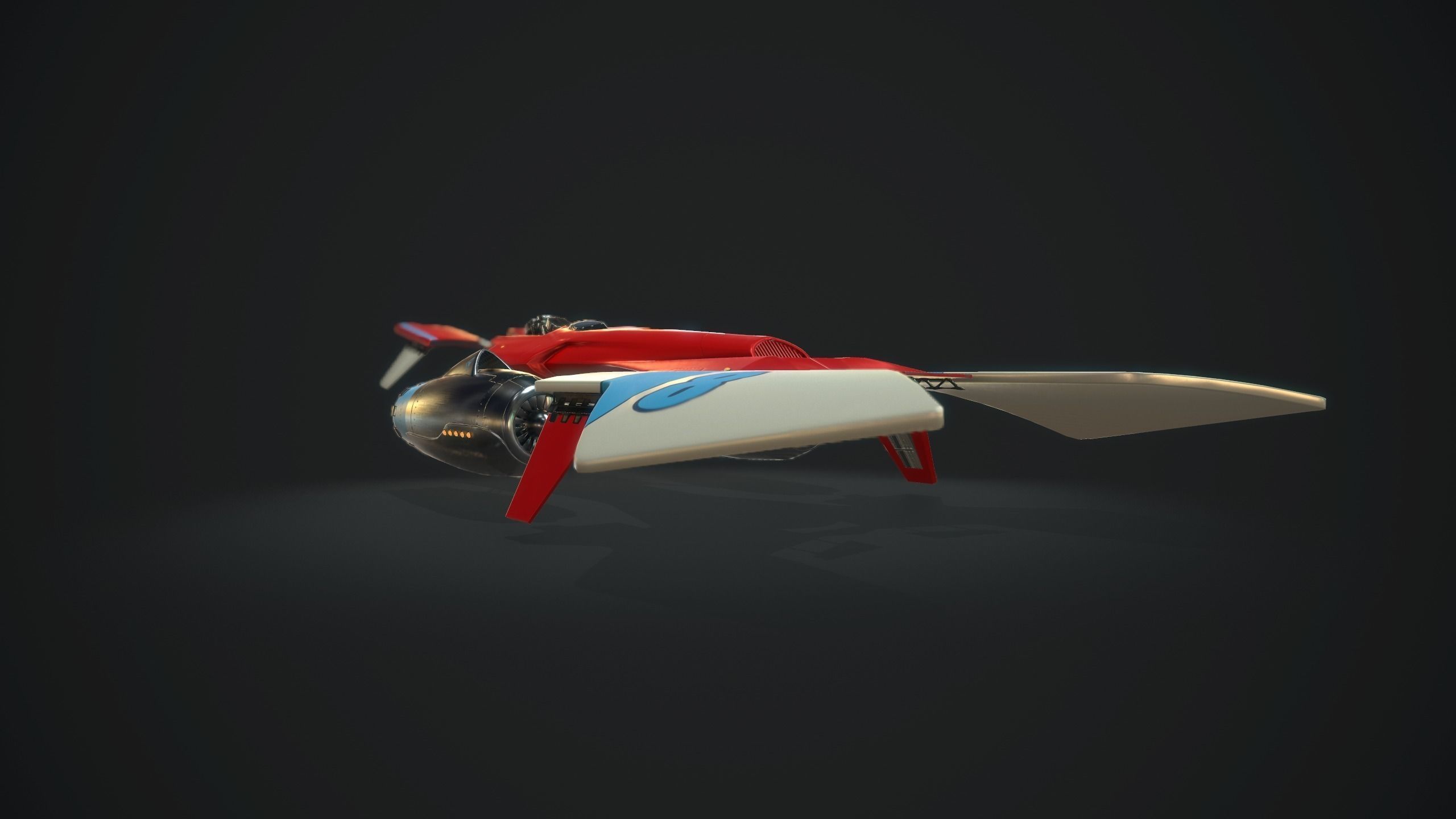 MsRacer Low Poly PBR plane Low-poly 3D model_16