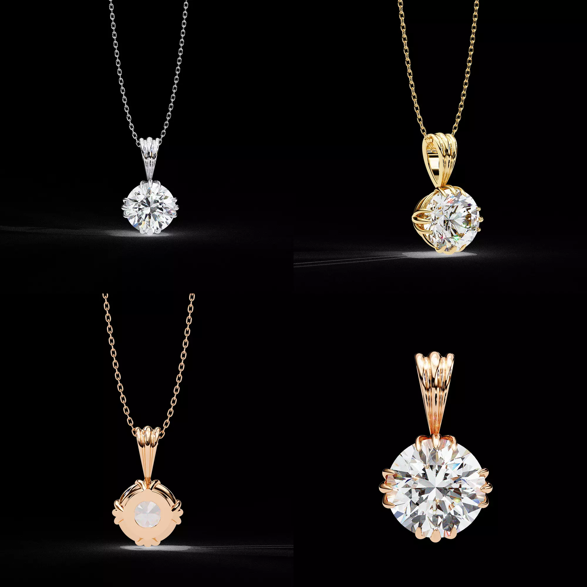 Round Solitaire Pendant CAD Design With Designer Bail STL 3DM 3D print model