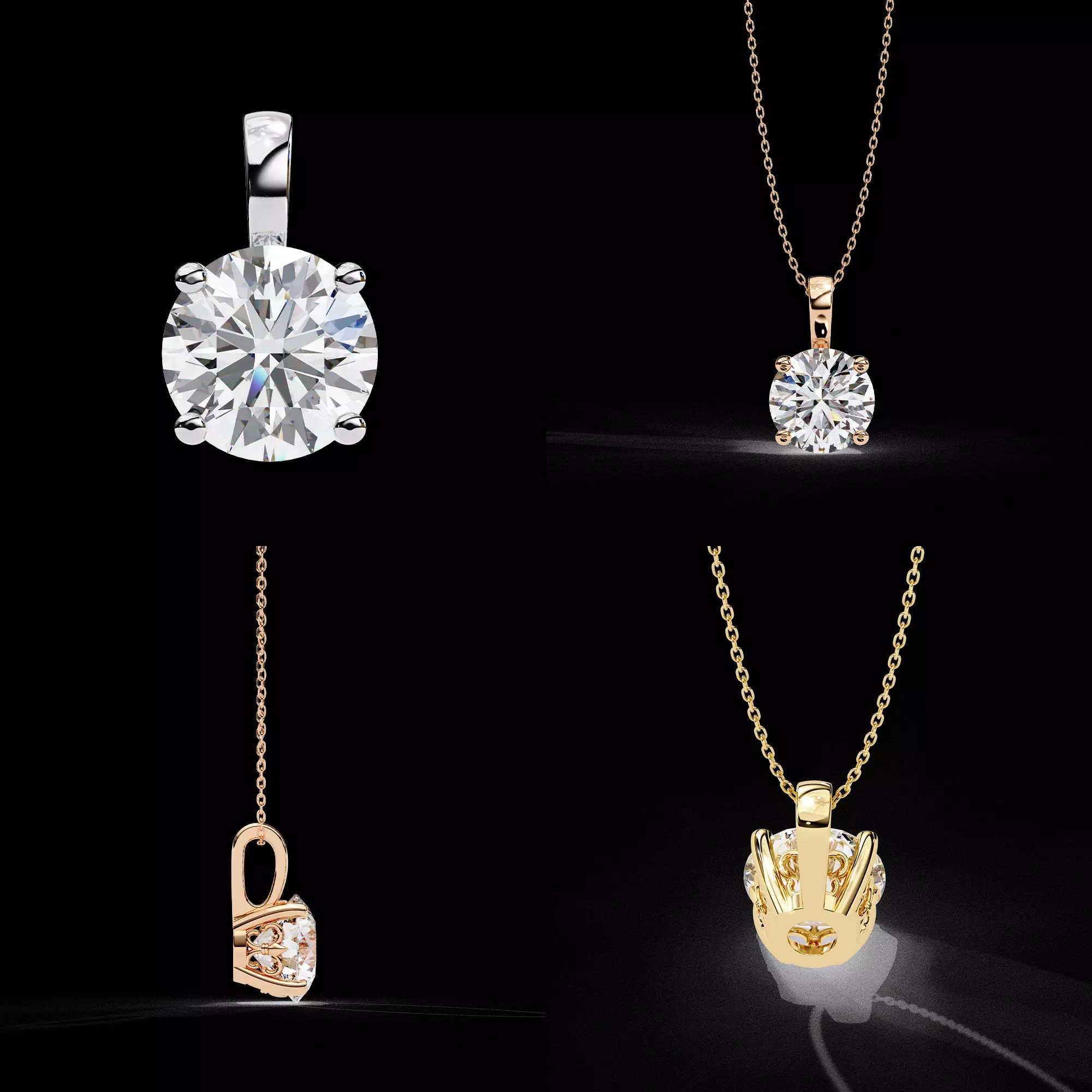 Elegant Solitaire Diamond Pendant CAD Design 3DM STL File 3D print model