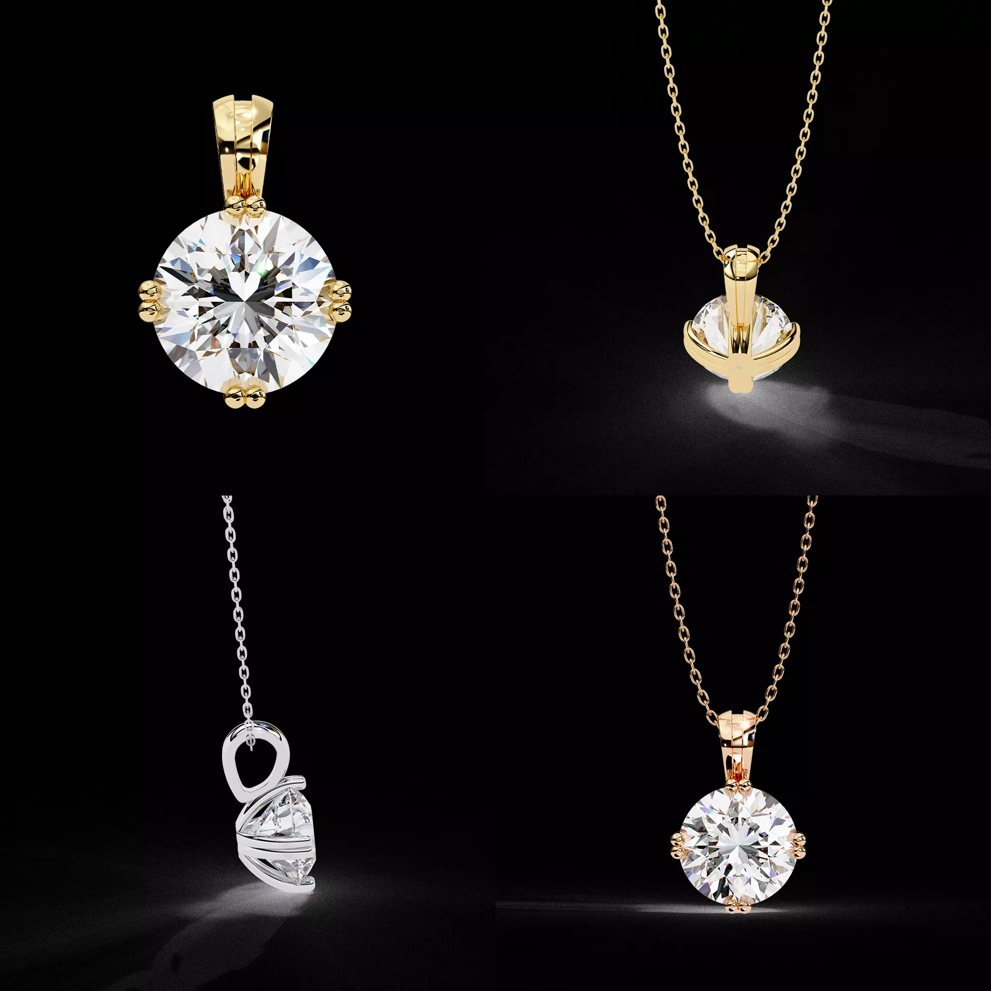 Classic Solitaire Diamond Pendant CAD Design 3DM STL File 3D print model