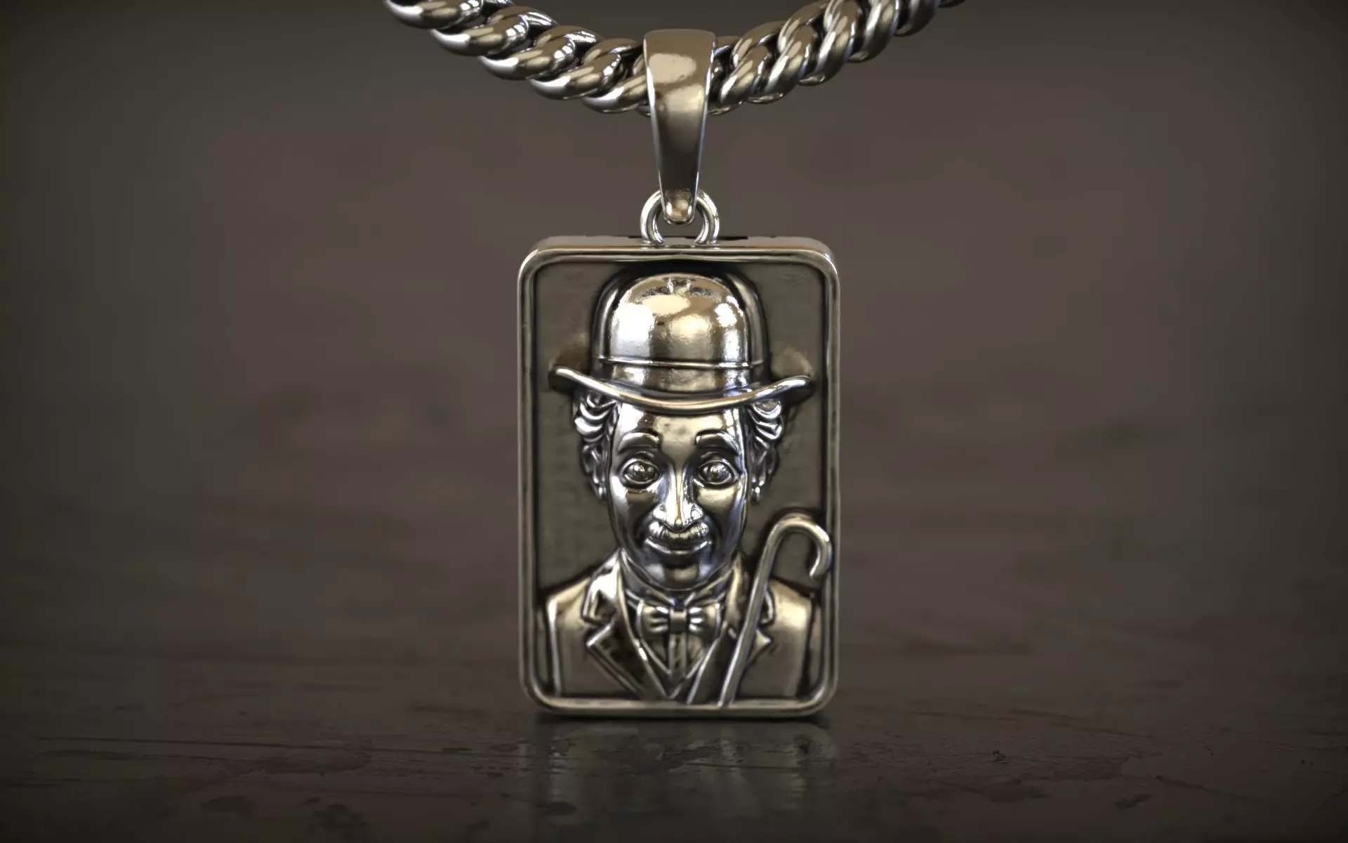 Charlie chaplin Portrait Pendant 3D print model