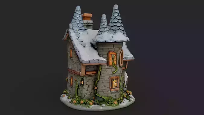 Fantasy Cottage Low-poly 3D model 6