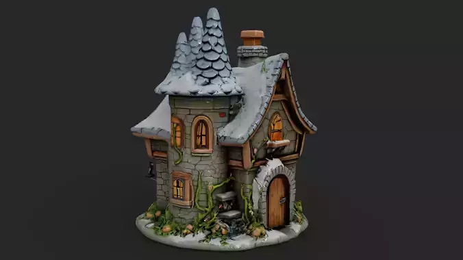Fantasy Cottage Low-poly 3D model 7