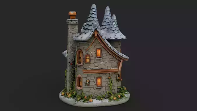 Fantasy Cottage Low-poly 3D model 5