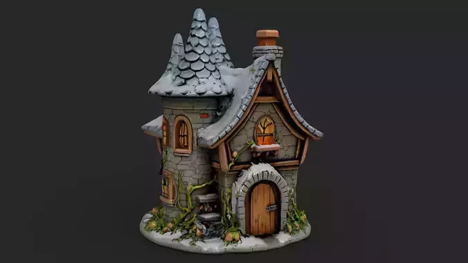 Fantasy Cottage Low-poly 3D model 2