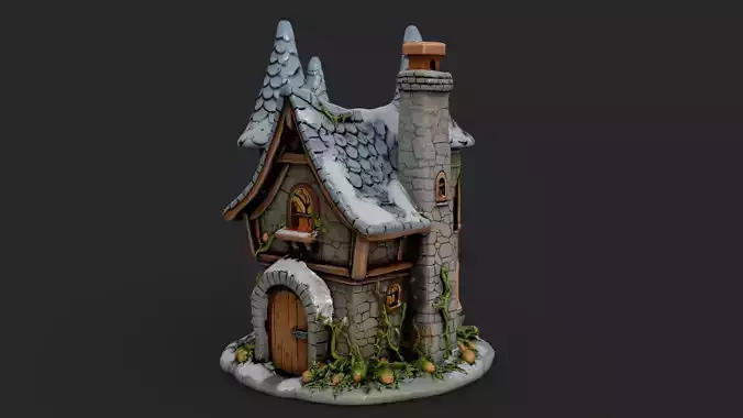Fantasy Cottage Low-poly 3D model 3