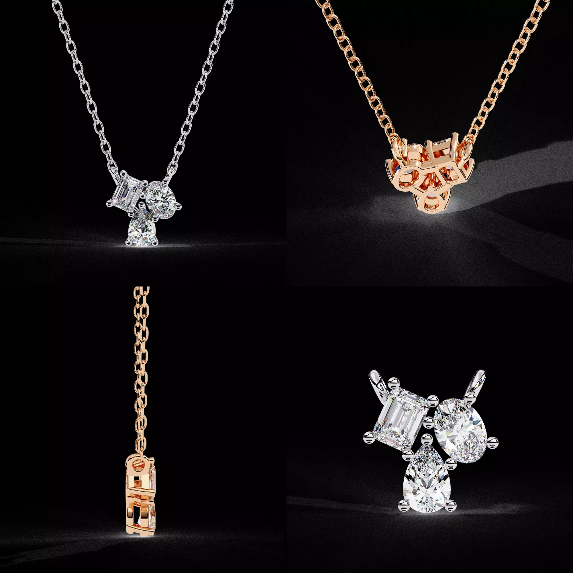 Luxury Multi Stone Diamond Pendant CAD Design 3DM STL 3D print model