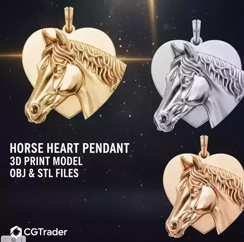 Horse Heart Pendant - Equestrian Jewelry 3D Print Model