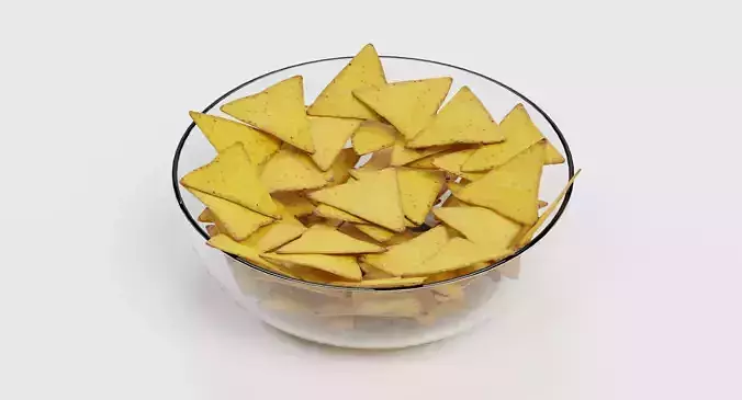 Tortilla Chips - Snack Arrangement in Glass Bowl 3D model 7
