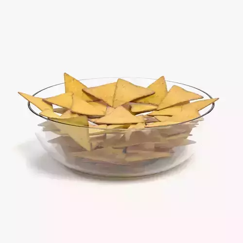 Tortilla Chips - Snack Arrangement in Glass Bowl 3D model