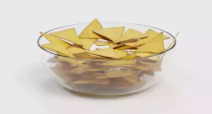 Tortilla Chips - Snack Arrangement in Glass Bowl 3D model 5