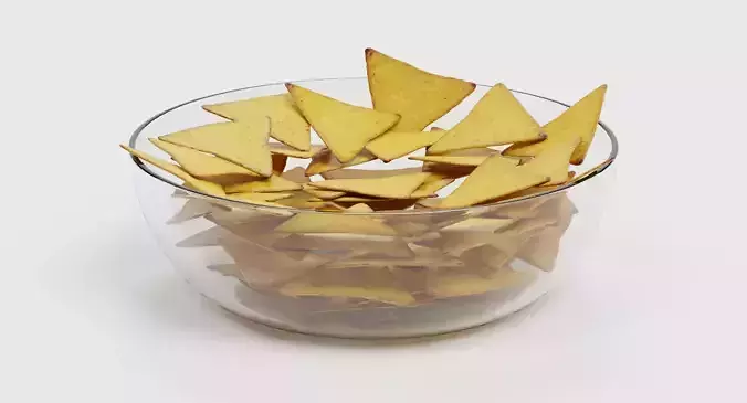 Tortilla Chips - Snack Arrangement in Glass Bowl 3D model 6