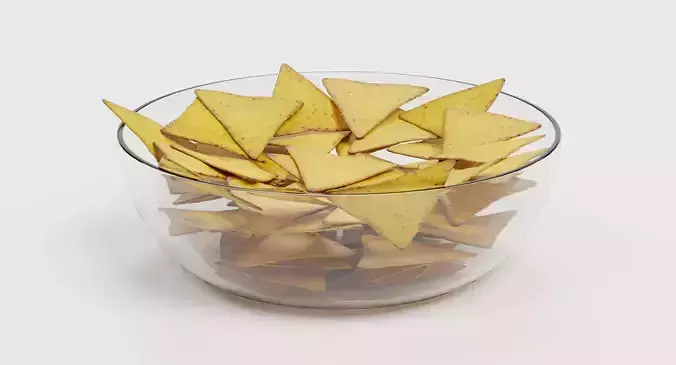 Tortilla Chips - Snack Arrangement in Glass Bowl 3D model 4