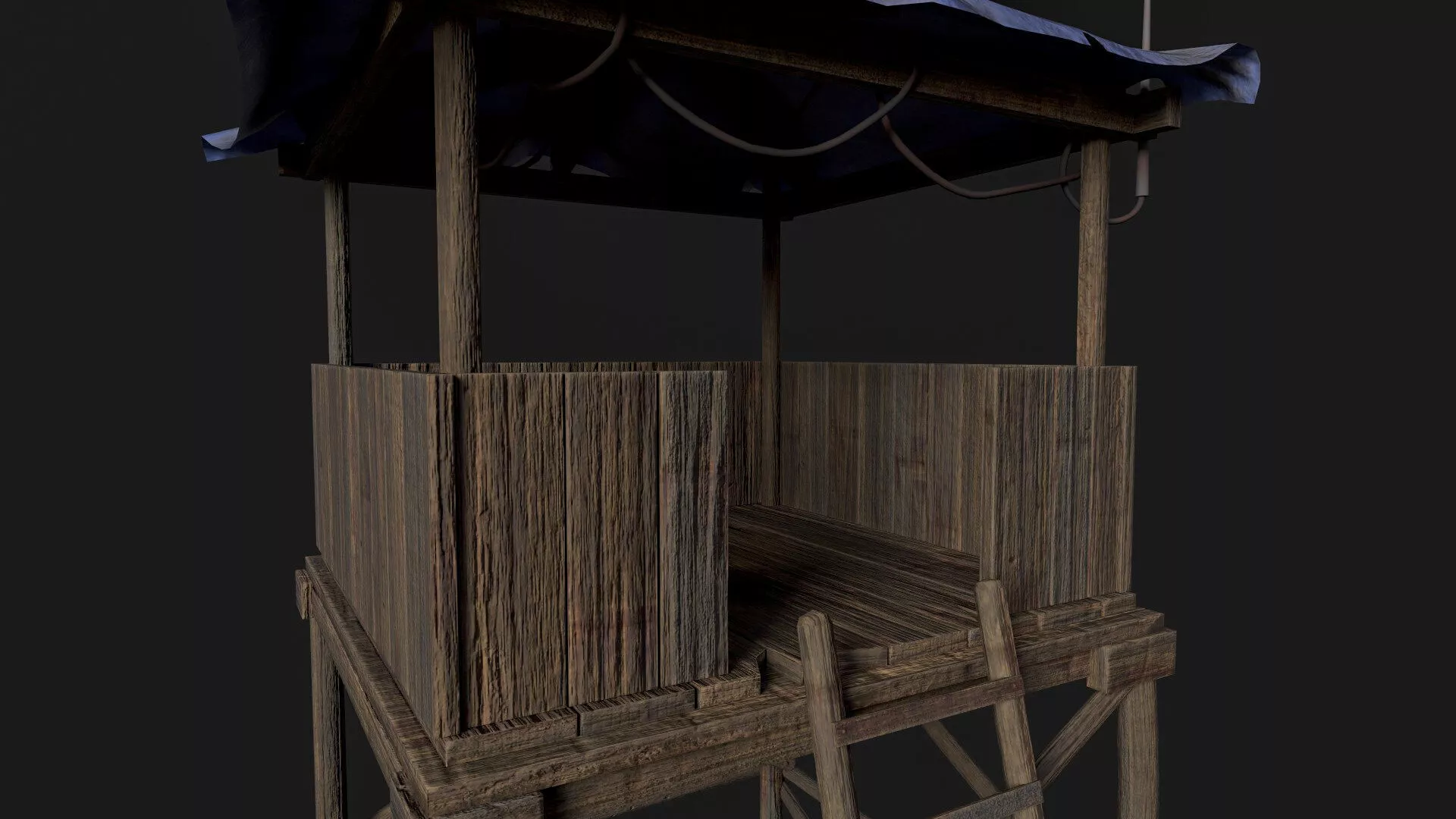 Jungle Wooden Watchtower Low-poly 3D model