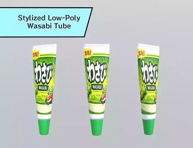 Stylized Low-Poly Wasabi Tube Low-poly 3D model