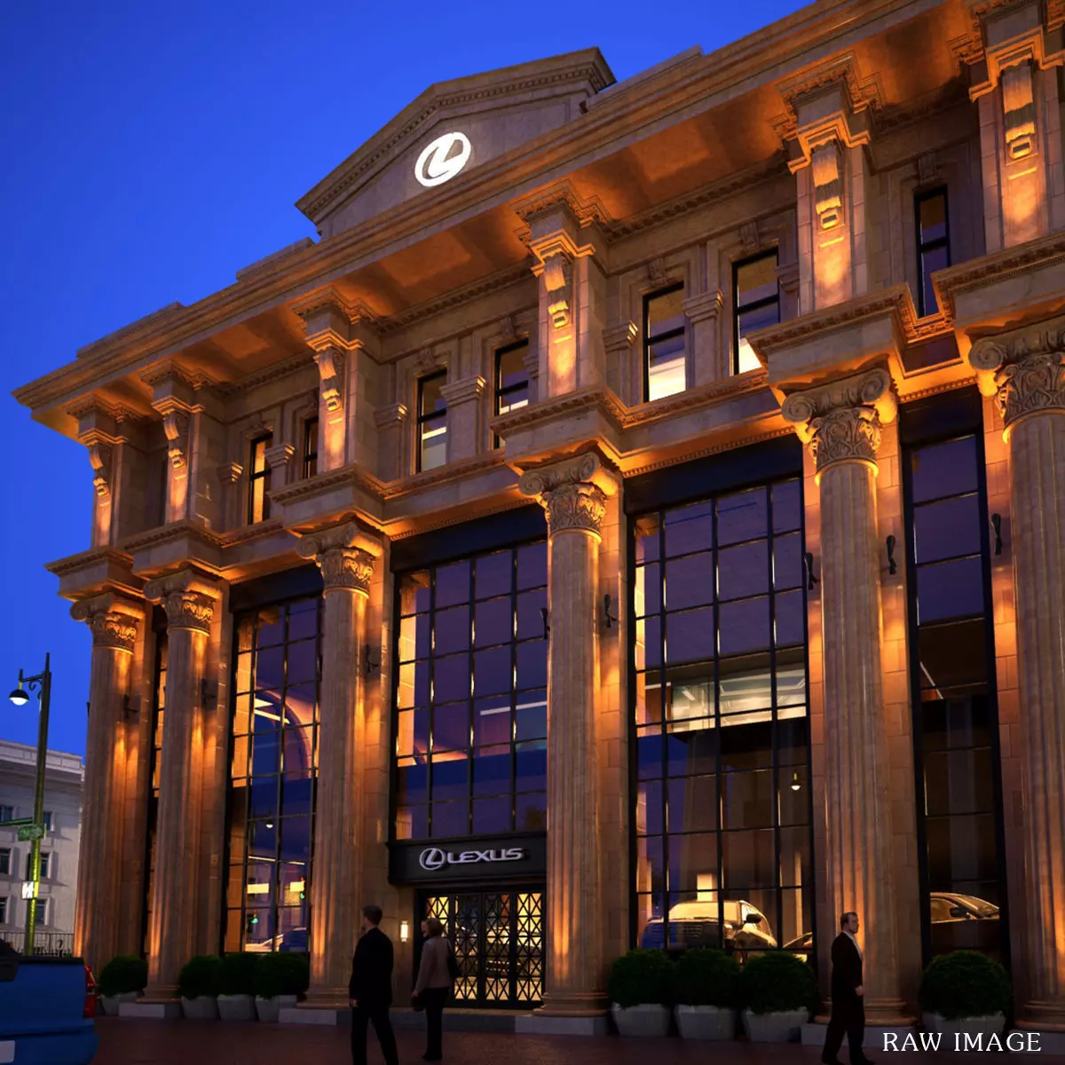 Classic hotel Exterior Scene 3D model_0