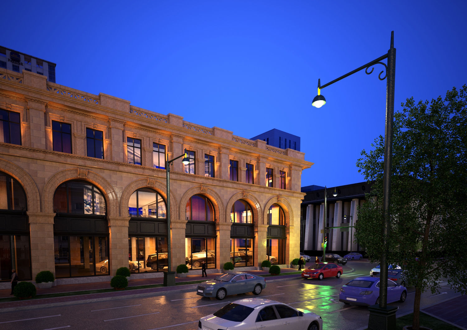 Classic hotel Exterior Scene 3D model_9