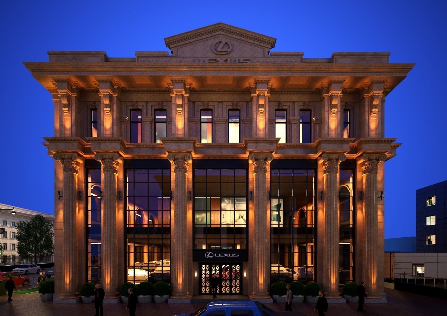 Classic hotel Exterior Scene 3D model_4