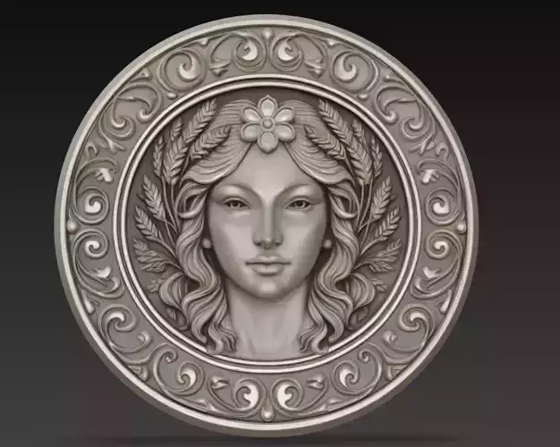 Libra Zodiac Medallion - Classical Female Relief Art Sculpture