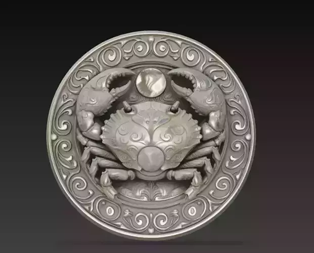 Cancer Zodiac Relief Medallion - Moon Crab Wall Sculpture