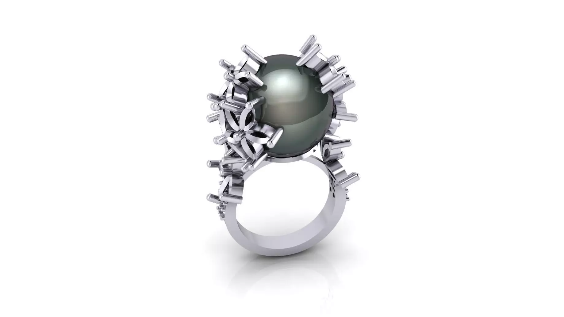 pearl and marquise jewelry ring 3D print model