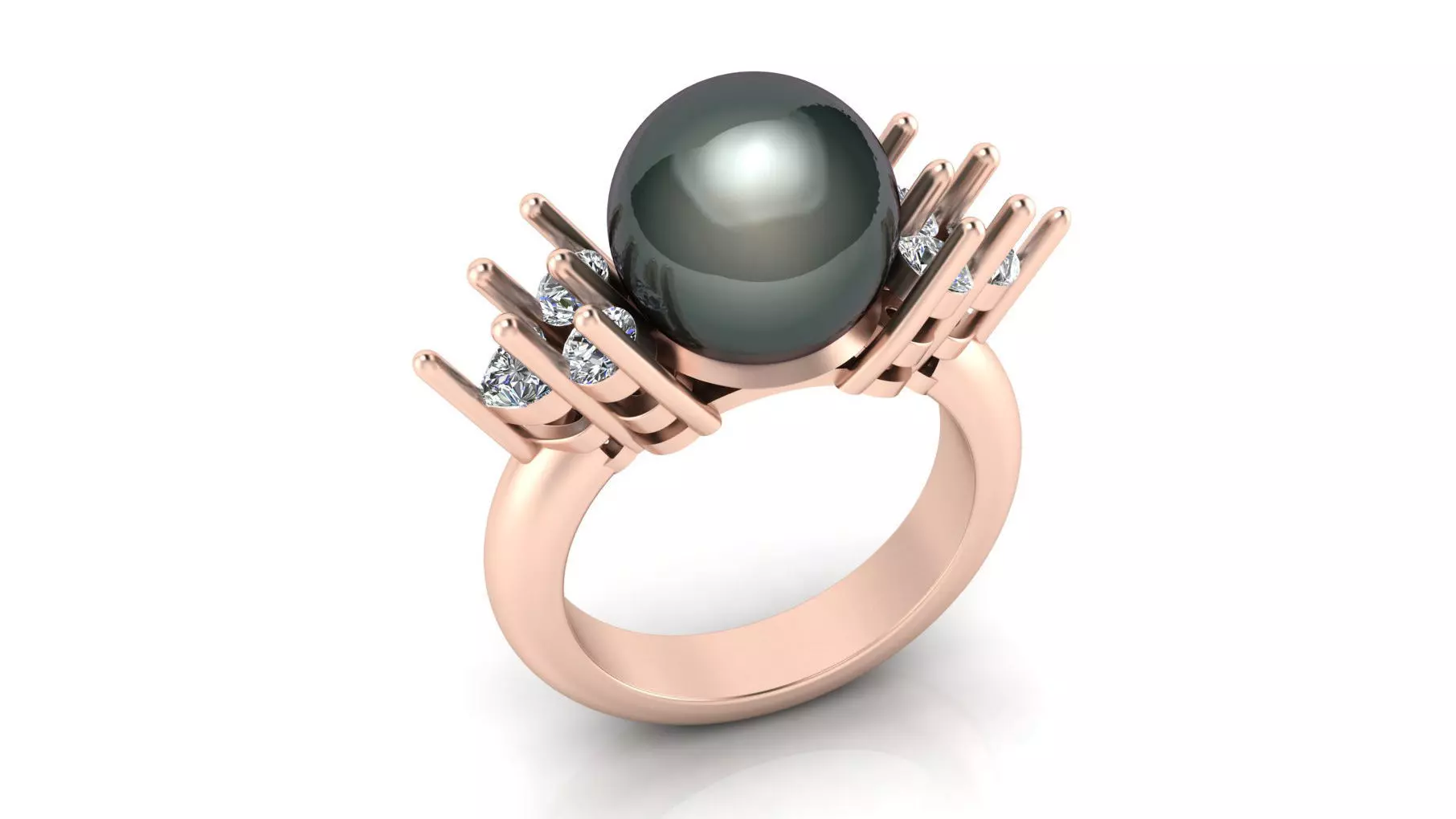 pearl and round heart jewelry ring 3D print model