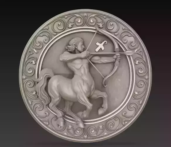 Sagittarius Zodiac Relief Medallion - Archer Centaur Wall Sculpt