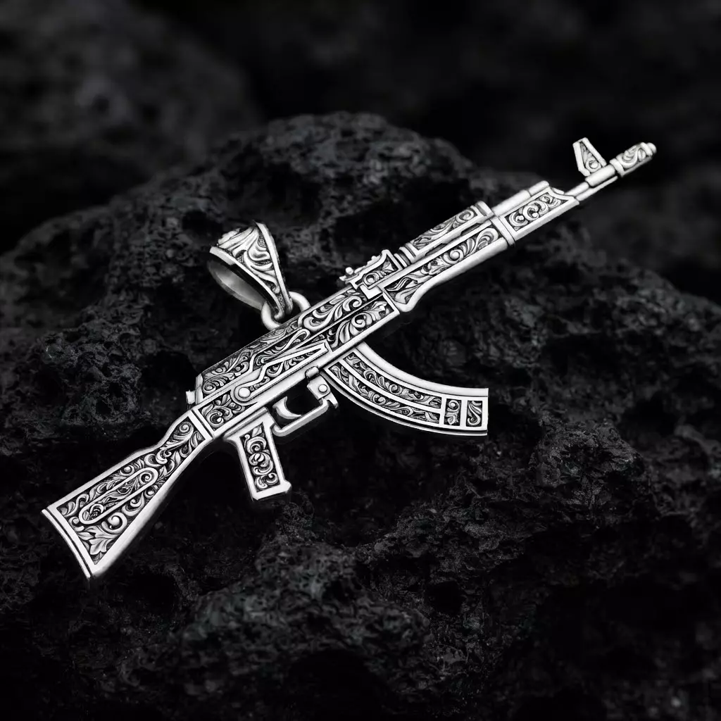 Stylized Gun v3 Pendant With Ornaments 3D print model
