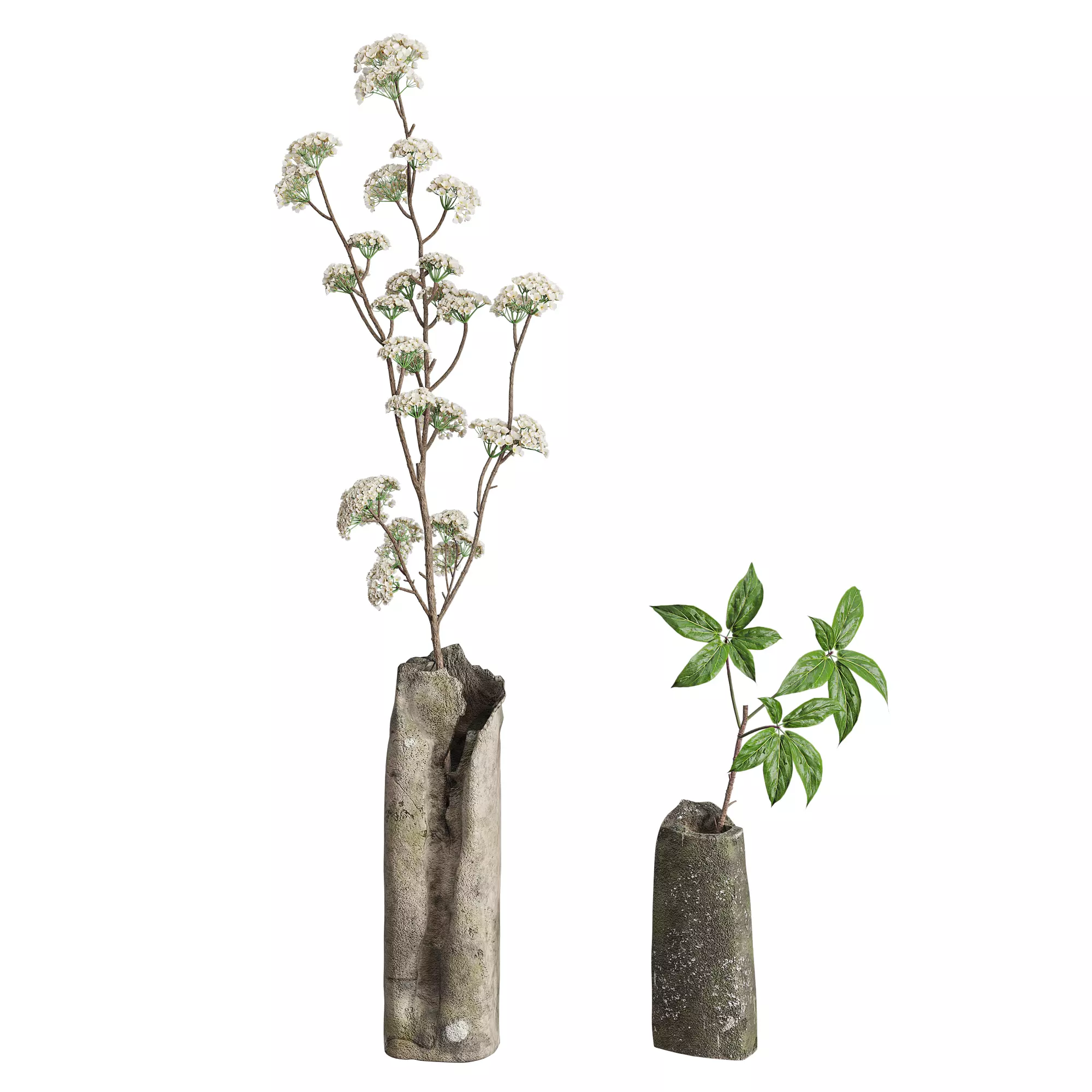 Wild Flower Bouquet Raw Stone Vase 3D model