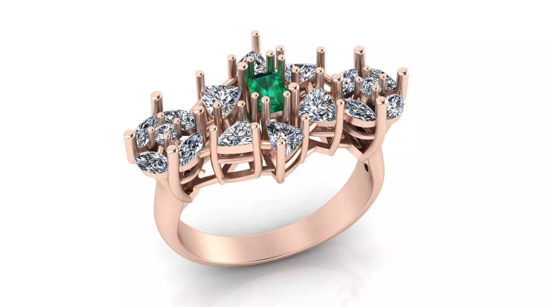 emerald triangle and marquise jewelry ring 3D print model