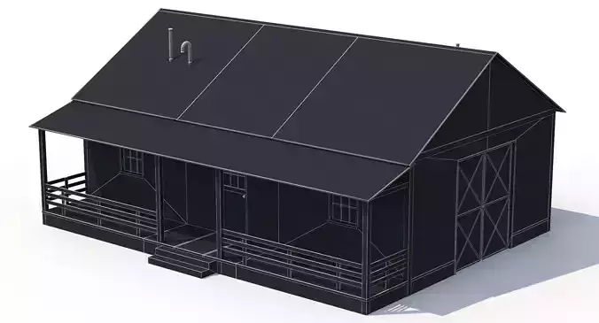 Farm House Low-poly 3D model 7