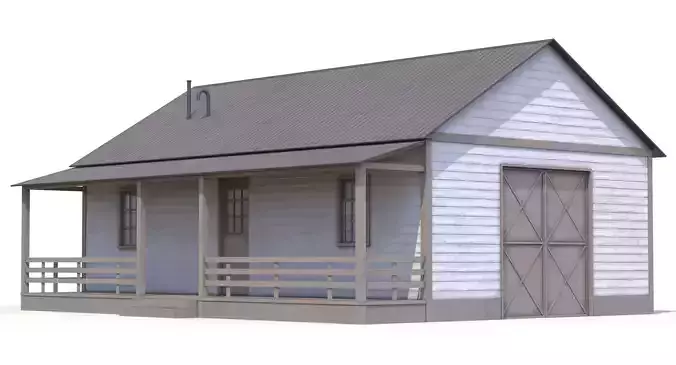 Farm House Low-poly 3D model 5