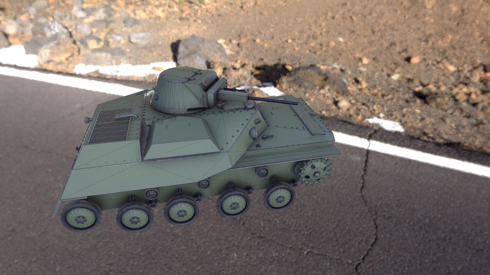 Soviet Light Tank T-40 Low-poly 3D model_0