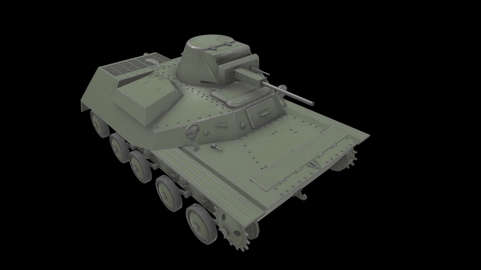 Soviet Light Tank T-40 Low-poly 3D model_1