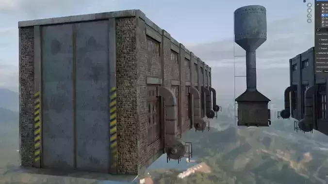 Warehouse with waterpumphouse  3D model 6
