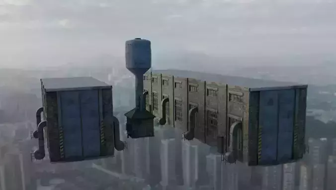 Warehouse with waterpumphouse 3D model