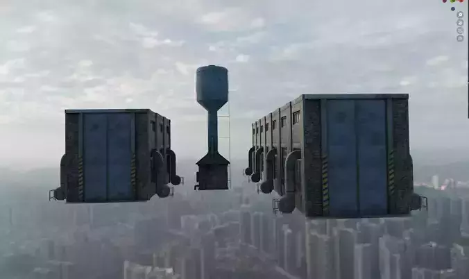 Warehouse with waterpumphouse  3D model 5