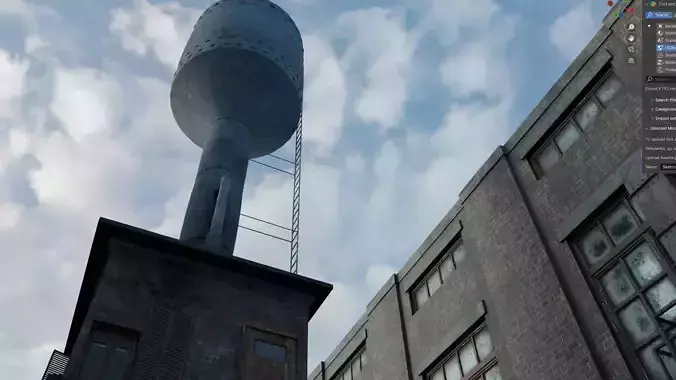 Warehouse with waterpumphouse  3D model 3