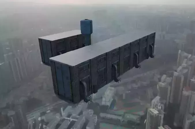 Warehouse with waterpumphouse  3D model 7